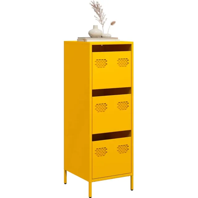 vidaXL Hoge kast 39x35x103,5 cm staal mosterdgeel