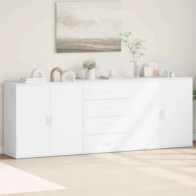 vidaXL Dressoirs 3 st bewerkt hout wit, foto 2
