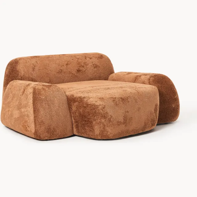 Westwing Collection XL teddy bouclé loungestoel Wolke Terracotta