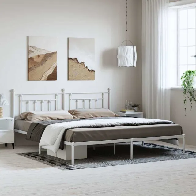 vidaXL Bedframe met hoofdbord metaal wit 193x203 cm