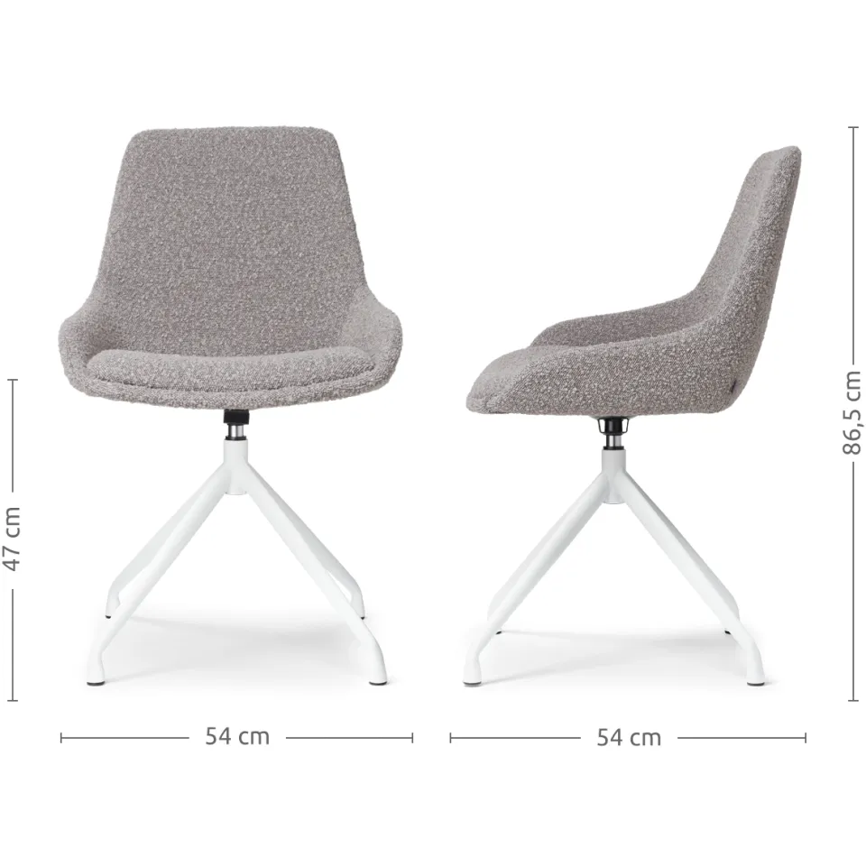 Nolon Nola-Isa draaibare eetkamerstoel bouclé taupe - wit onderstel, foto 3