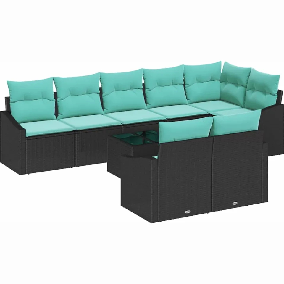 vidaXL Bankstel 9 st Zwart poly rattan, foto 4