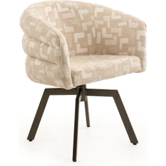 Moods Collection Eetkamerstoel Imola draaibaar Mars anodic bruin - Mosaic beige 05 beige-creme