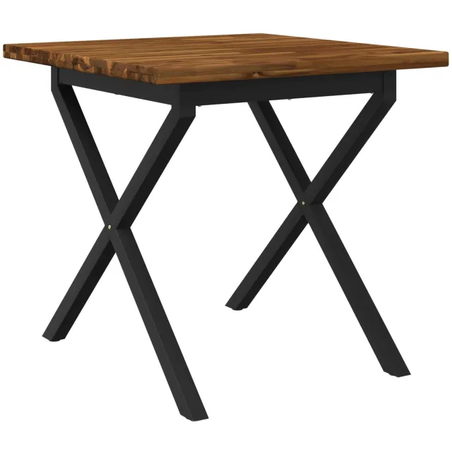 vidaXL Vierkante - Eettafel - 80 - x - 80 - x - 75 - cm - Massief - Acacia - Hout Naturel en Zwart