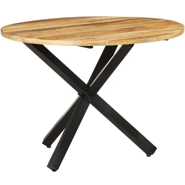 vidaXL Eettafel rond 100x100x75 cm ruw mangohout Bruin