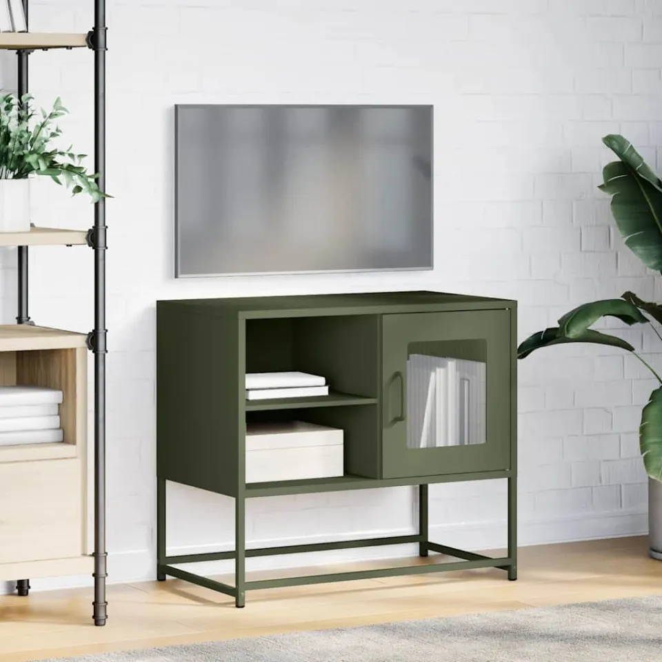 vidaXL Tv-meubel 68x39x60,5 cm staal olijfgroen, foto 4
