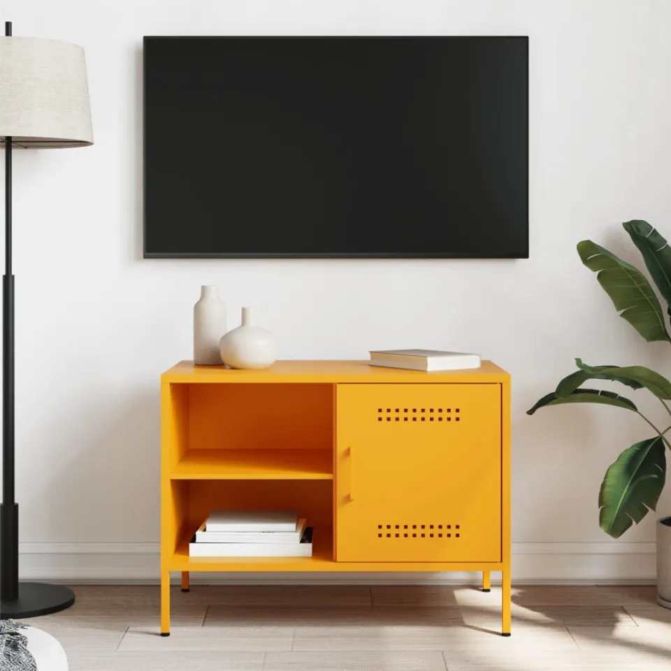 vidaXL Tv-meubel 68x39x50,5 cm staal mosterdgeel, foto 3