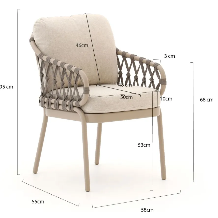 Tierra Outdoor Natal/Oblong 200cm dining tuinset 5-delig taupe, foto 4