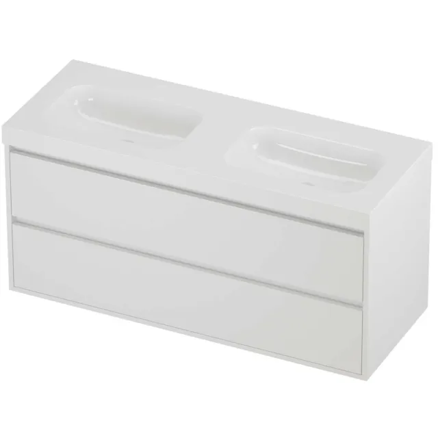 Proline Haga Badmeubelset Polystone Mezza Greeploos 120x46x58 cm Glans Wit Mat White Mat Wit