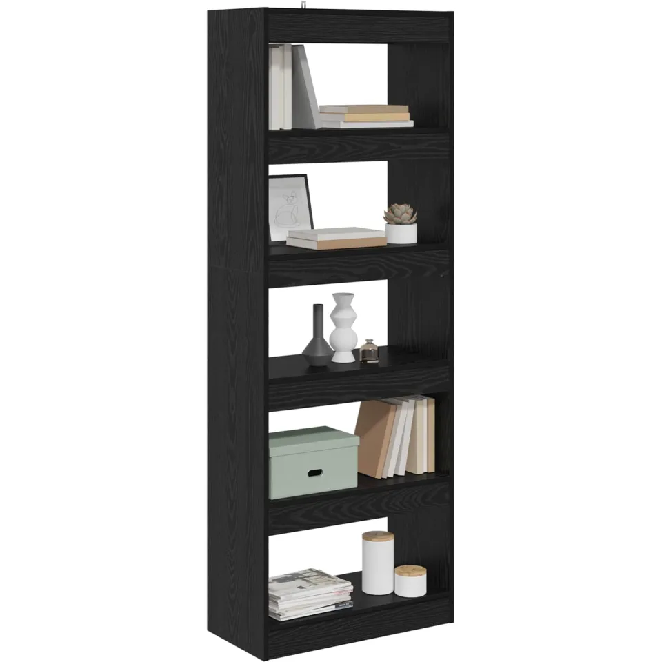 vidaXL Boekenkast 5-laags 60 x 30 x 166 cm Bewerkt hout Zwart eiken