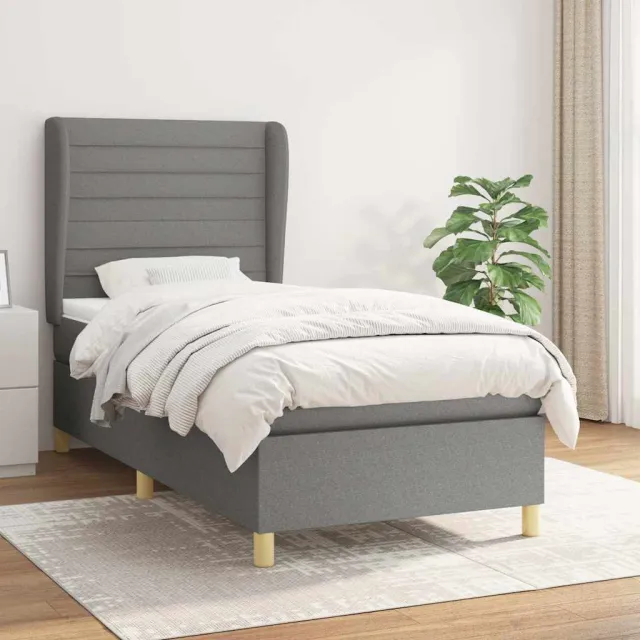 vidaXL Boxspring met matras stof donkergrijs 90x190 cm grijs