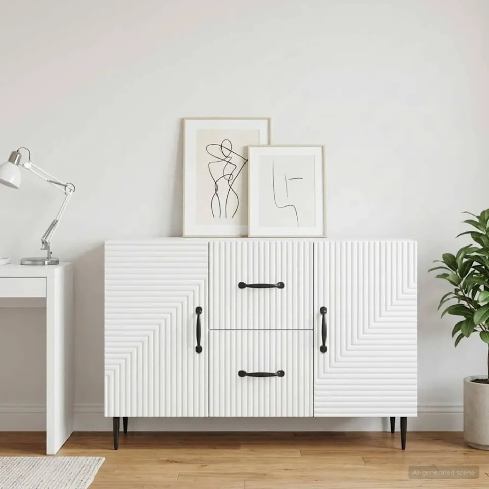 vidaXL Dressoir Wit 89 x 34,5 x 60 cm Bewerkt hout, foto 3