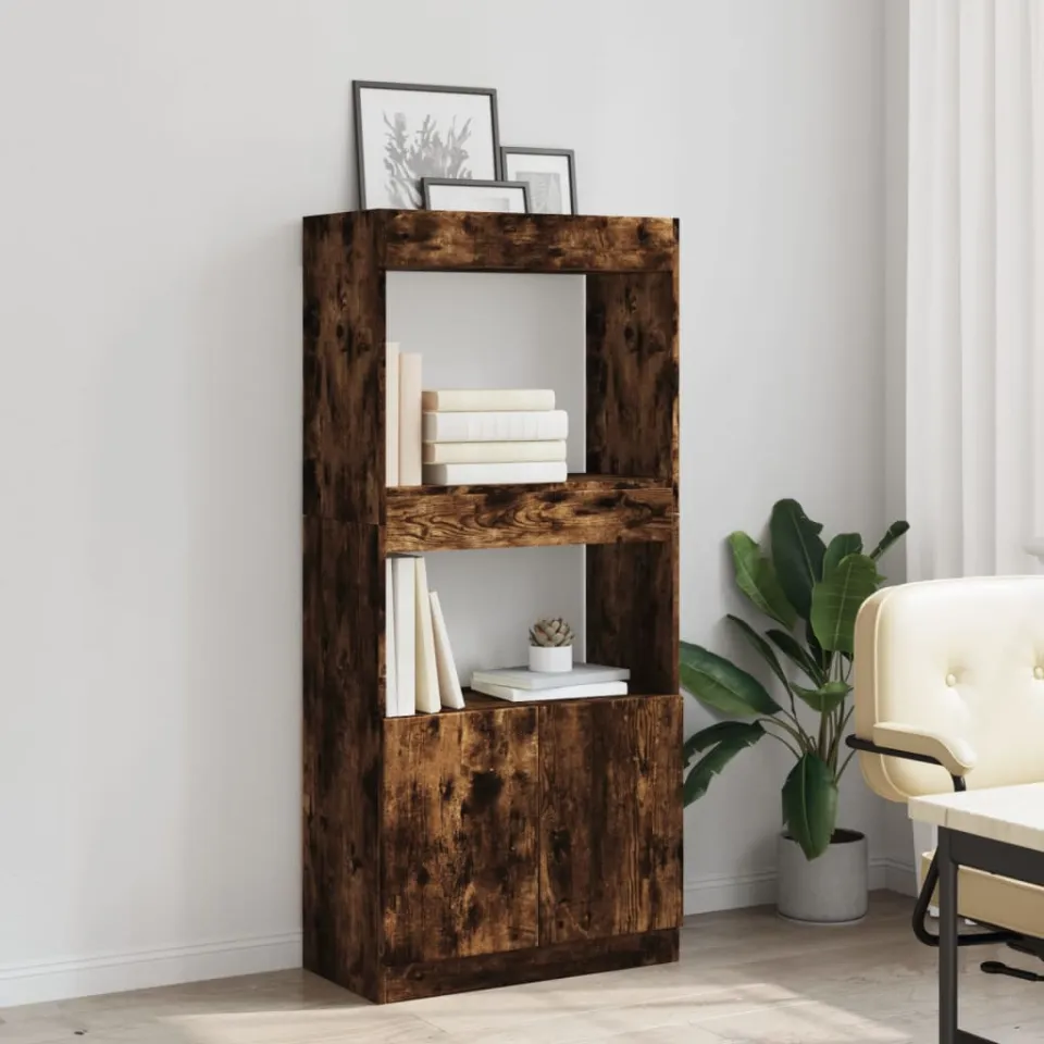 vidaXL Hoge kast 63x33x140 cm bewerkt hout gerookt eikenkleurig, foto 4