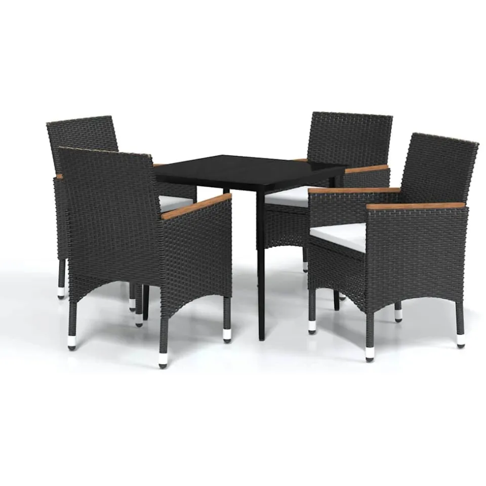 vidaXL 5-delige Tuinset met kussens zwart, foto 3