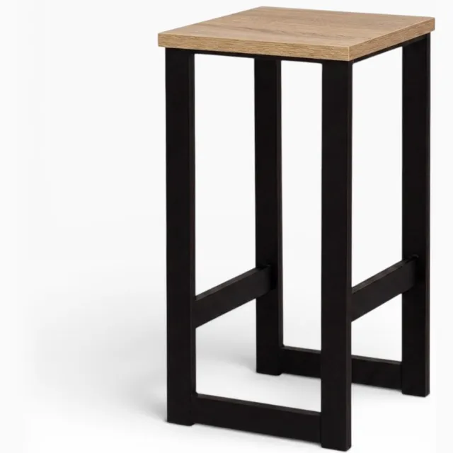 Taborecik Houten Bar Kruk Keuken Metaal Craft Lancelot 64cm Zwart
