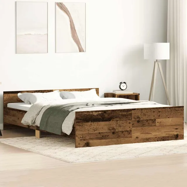 vidaXL Bedframe zonder matras bewerkt 135x190 cm bewerkt hout oud Bruin