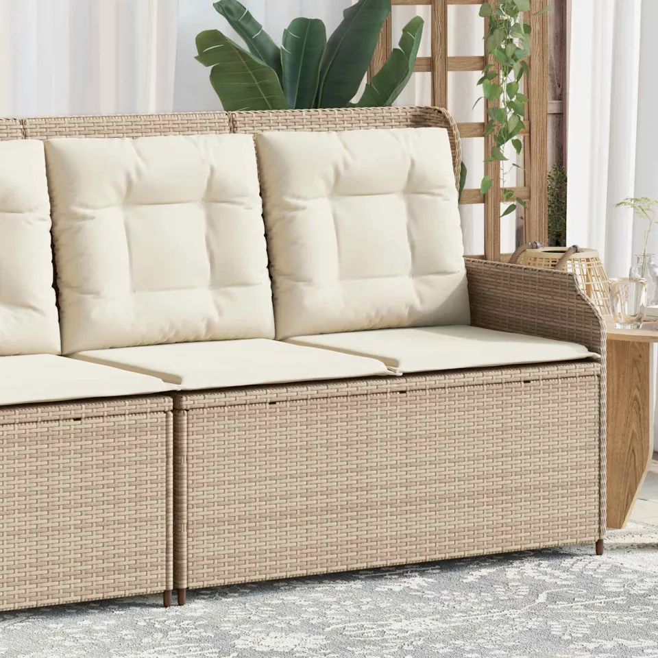 vidaXL Tuinbank 2-zits Beige en Crème Wit poly rattan, foto 4