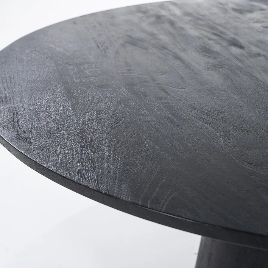 Eleonora Ronde Eettafel 'Aron' Mangohout, kleur Zwart, 130cm, foto 6