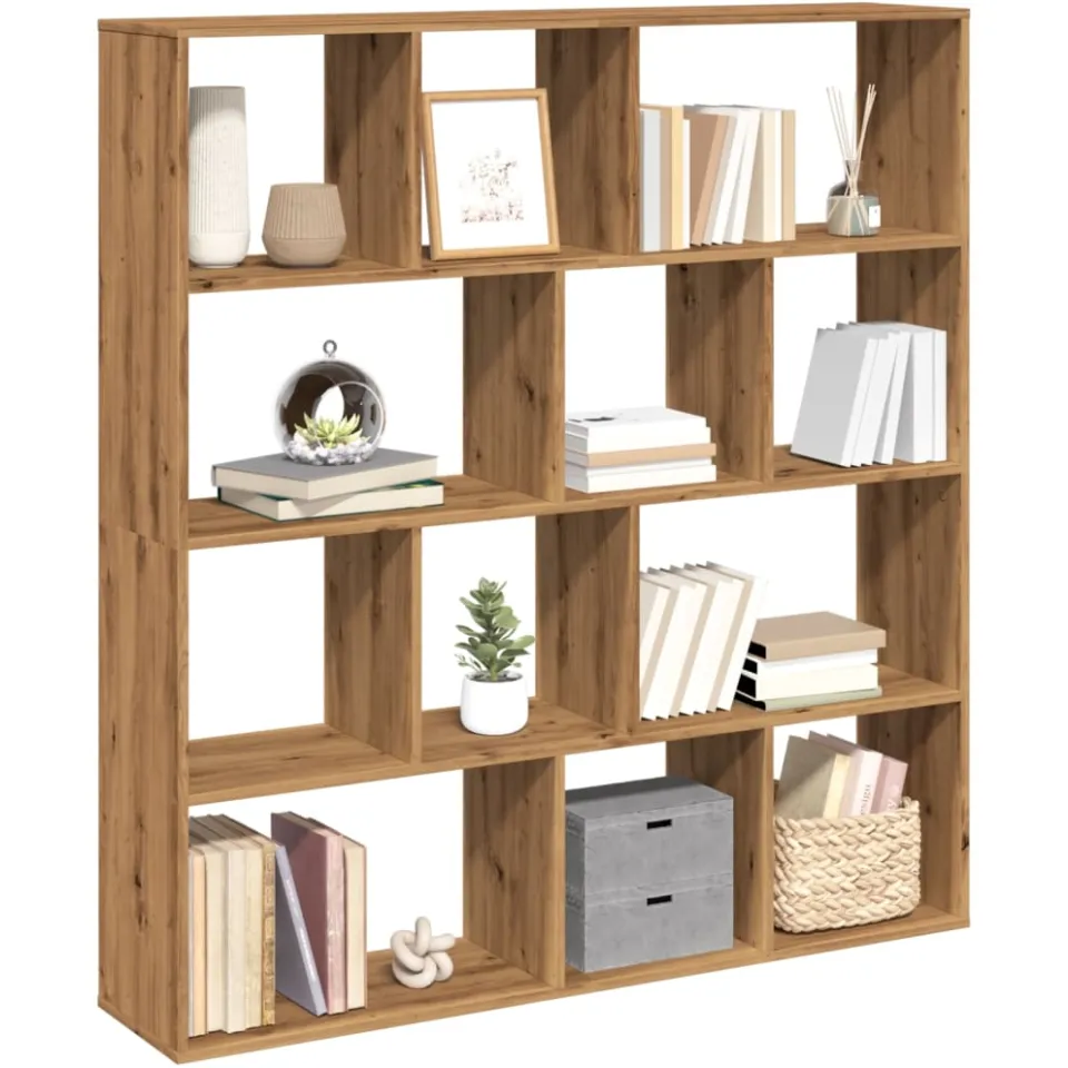 vidaXL Boekenkast 132x29x141,5 cm bewerkt hout artisanaal eikenkleur Bruin