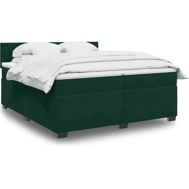 vidaXL Boxspring met matras fluweel donkergroen 200x200 cm groen