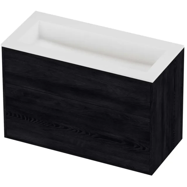 Proline Aristo Badmeubelset Polystone Elegant 2 Laden 100x46x67 cm Mat White Black Oak Eiken