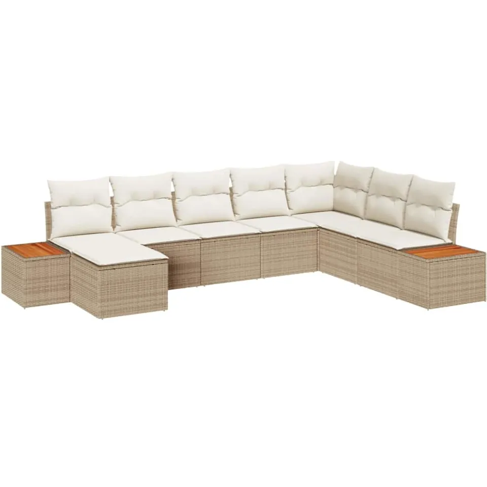 vidaXL Tuinbankenset 8 st Beige Poly riet, foto 4