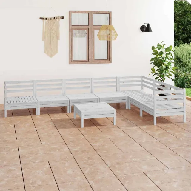 vidaXL 8-delige Loungeset massief grenenhout wit, foto 2