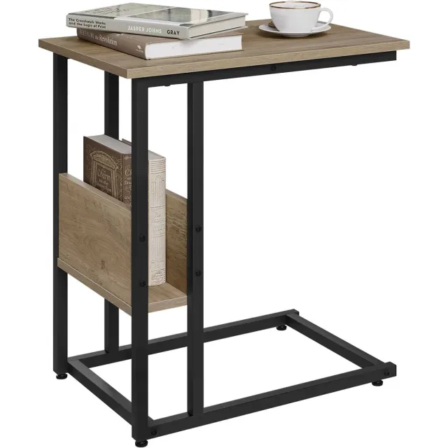 RosaBloom bijzettafel woonkamer - Salontafel met opbergruimte - Industrieel - 55x36x59,5 cm - Metaal - Zwart/bruin
