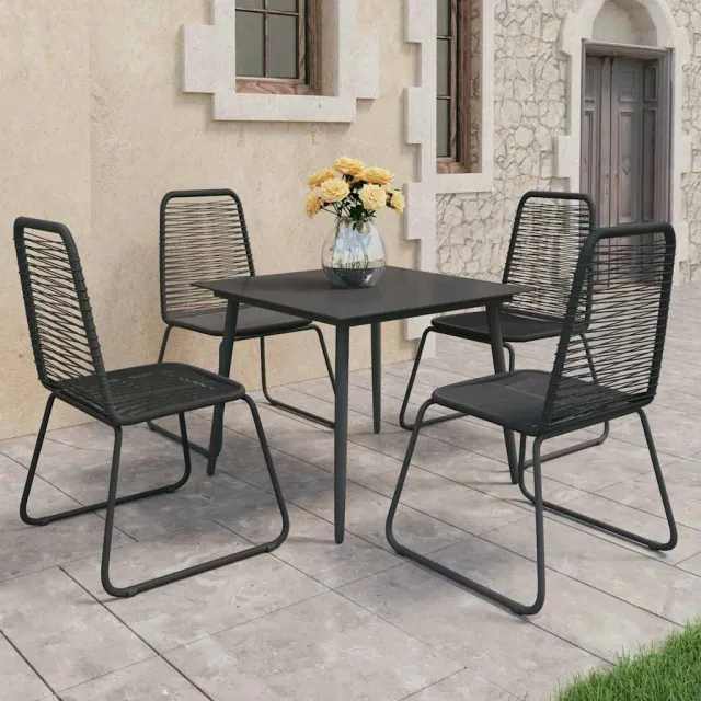 vidaXL 5-delige Tuinset PVC-rattan zwart