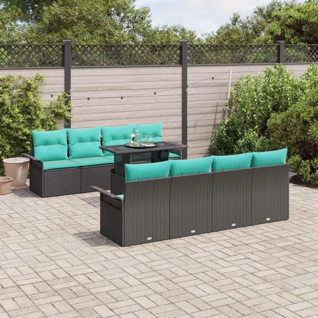 vidaXL Tuin Sofa Set 9 st 8-zits Zwart Polyrotan, foto 2
