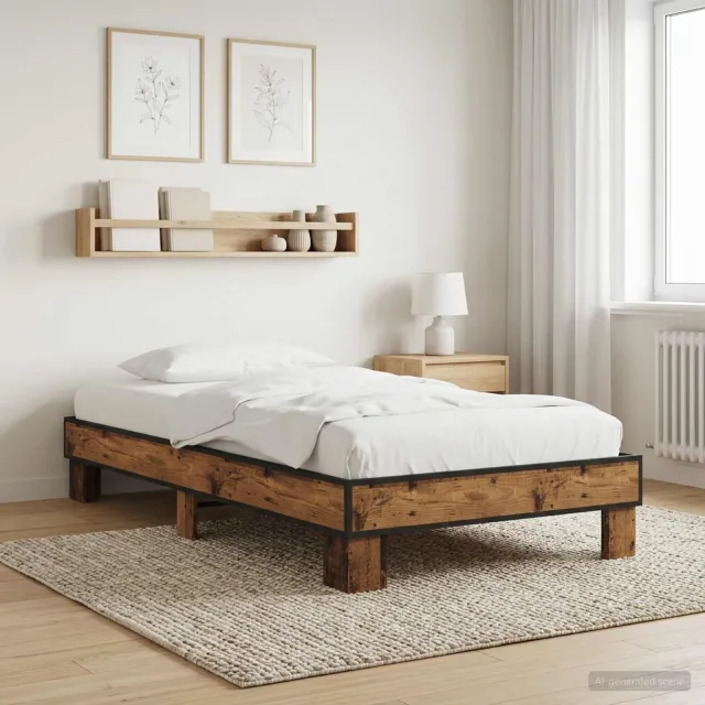 vidaXL Bedframe Oud hout 80 x 200 cm Bewerkt hout Bruin