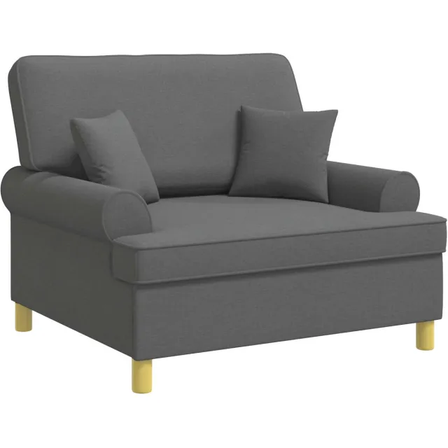 vidaXL XXL - fauteuil - met - kussens - Donkergrijs - Stof