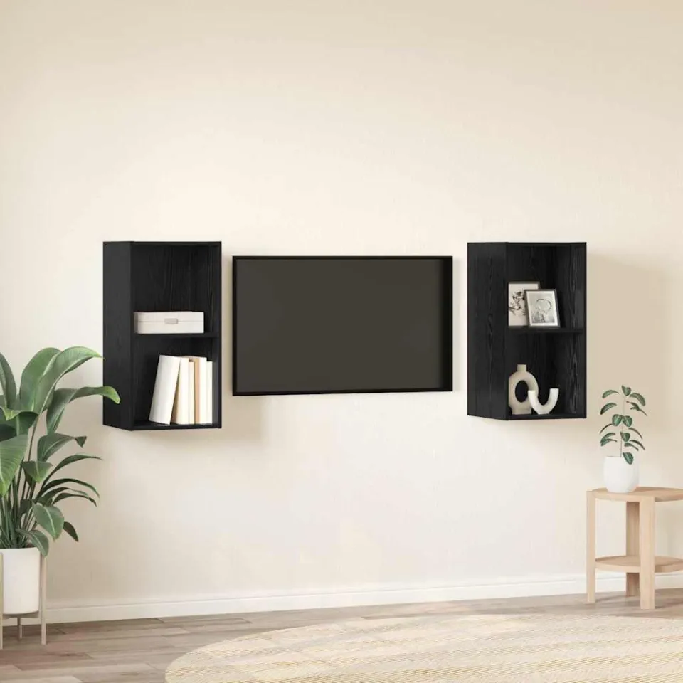 vidaXL Tv-meubelset 2 st 37 x 37 x 72 cm Zwart Eiken, foto 4