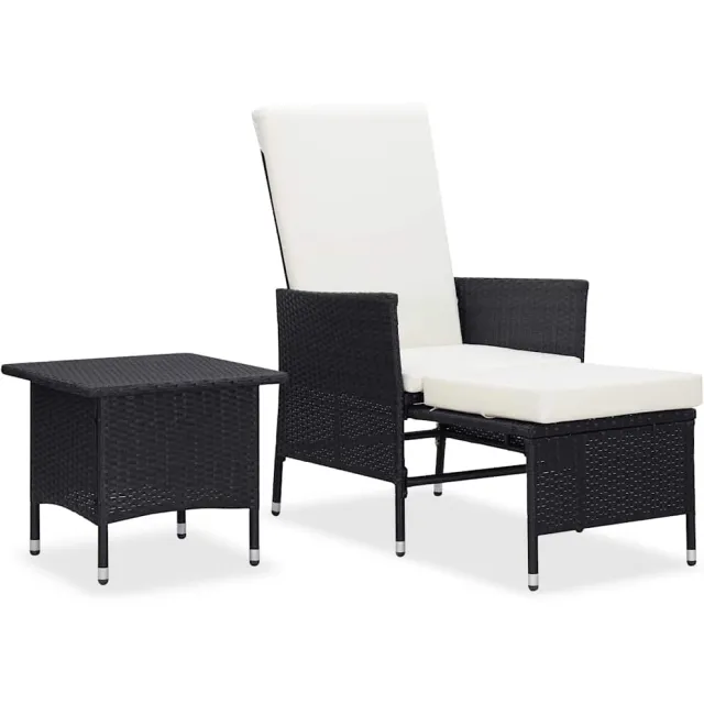 vidaXL 2-delige Loungeset met kussens poly rattan zwart, foto 2