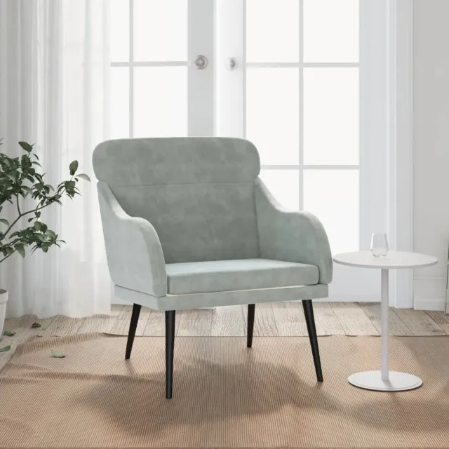 vidaXL Fauteuil 63x76x80 cm fluweel lichtgrijs grijs