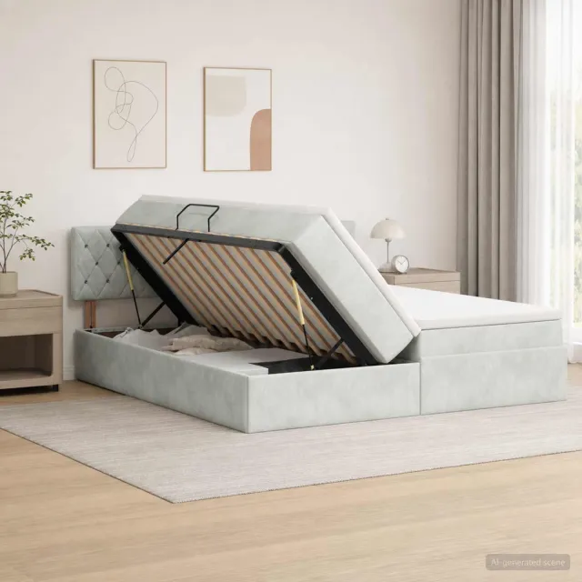 vidaXL Opslag bed met hoofdeinde 2 st Lichtgrijs