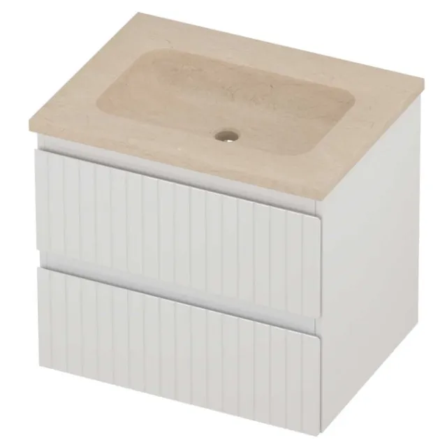Proline Rollo Badmeubelset Hardsteen Elegant Gefreesd 60x46x54 cm Sand Stone Glans Wit