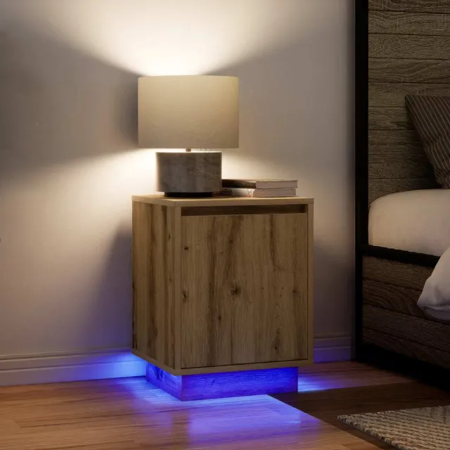 vidaXL Nachtkastjes met led-verlichting 2 st ambachtelijk eikenkleurig Bruin