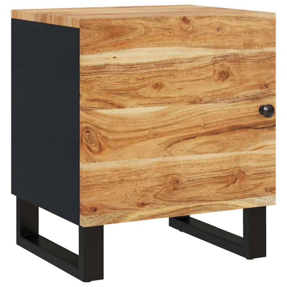 vidaXL Nachtkastje 40x33x46 cm massief acaciahout zwart, foto 3
