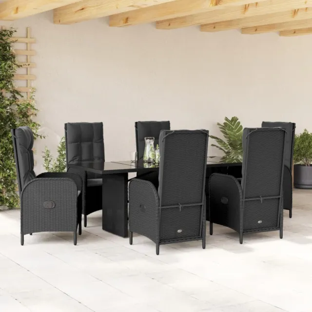 vidaXL 7-delige Tuinset met kussens poly rattan zwart, foto 2