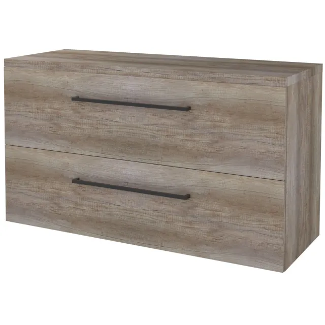 Boss & Wessing Badmeubelset BWS Salt 120x46cm Met Grepen 2 Lades Met Afdekplaat Scotch Oak Bruin