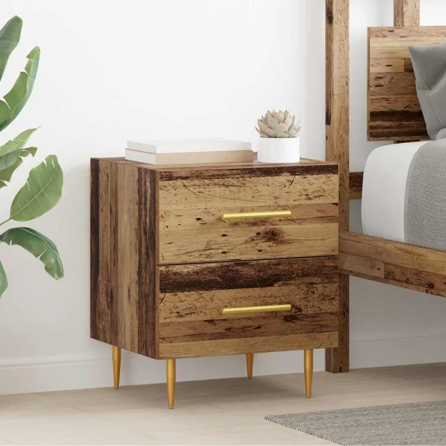 vidaXL Nachtkastje Oud Hout 40 x 35 x 47,5 cm Bewerkt hout bruin, foto 2