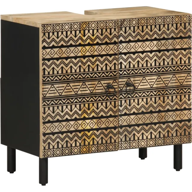 vidaXL Wastafelkast 62x33x58 cm massief mangohout zwart