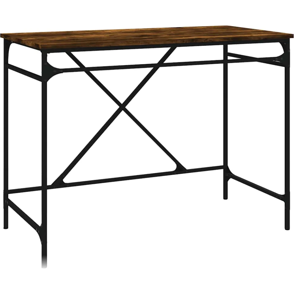 vidaXL Bureau 100x50x75 cm bewerkt hout en ijzer gerookt eikenkleurig Bruin