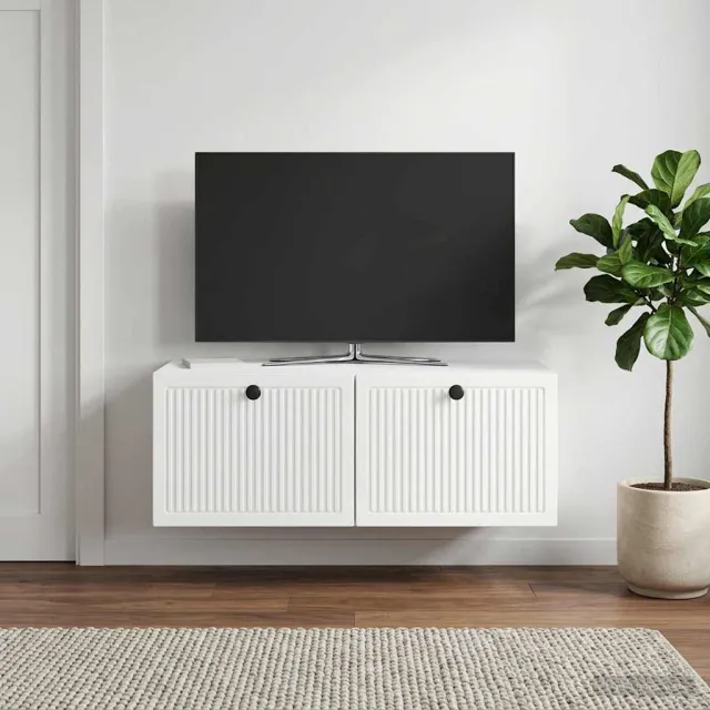 vidaXL Wandbeugel TV-kast Hoogglans Wit 78,5 x 41 x 30 cm Bewerkt hout, foto 2