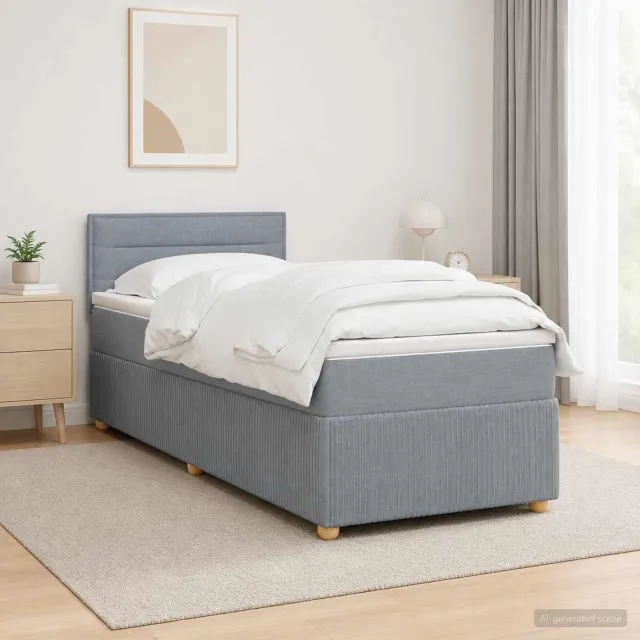 vidaXL Boxspringbed met matras Lichtgrijs 90 x 200 cm Stof