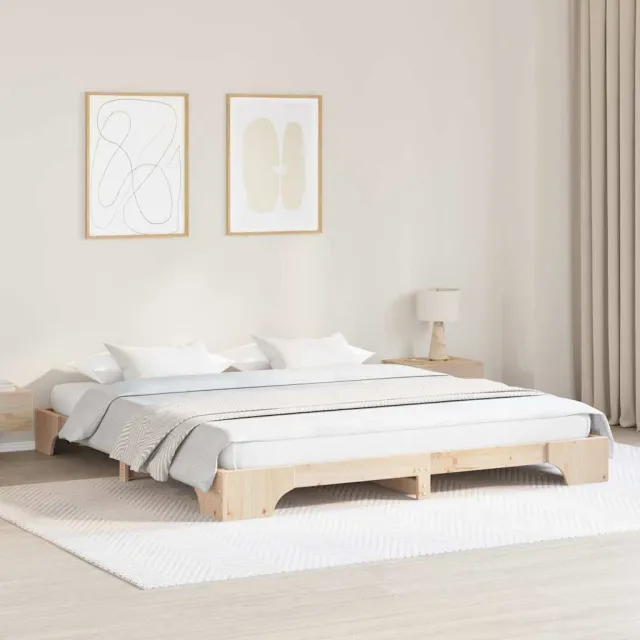 vidaXL Bedframe Naturel 200 x 200 cm Massief grenenhout Bruin