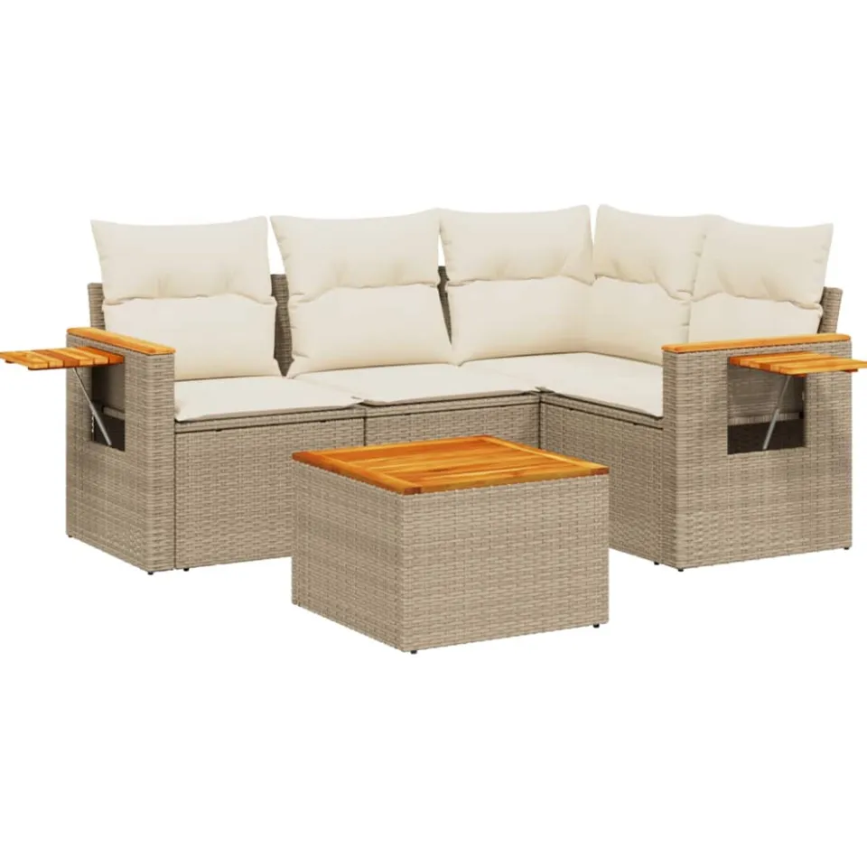 vidaXL Patio Sofa Set 5-zits Beige and Cream, foto 3