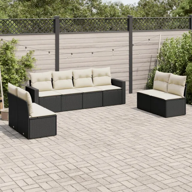 vidaXL 8-delige Loungeset met kussens poly rattan zwart, foto 2