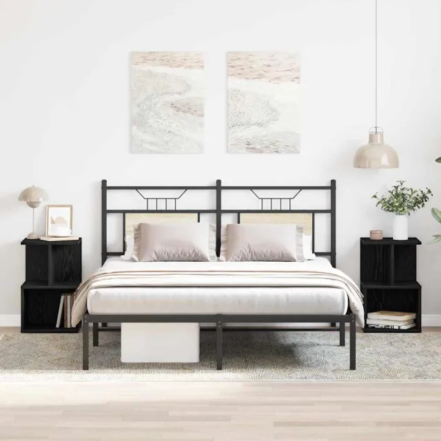 vidaXL Nachtkastje 2 st Zwart Eiken 35 x 35 x 55 cm Bewerkt hout, foto 2